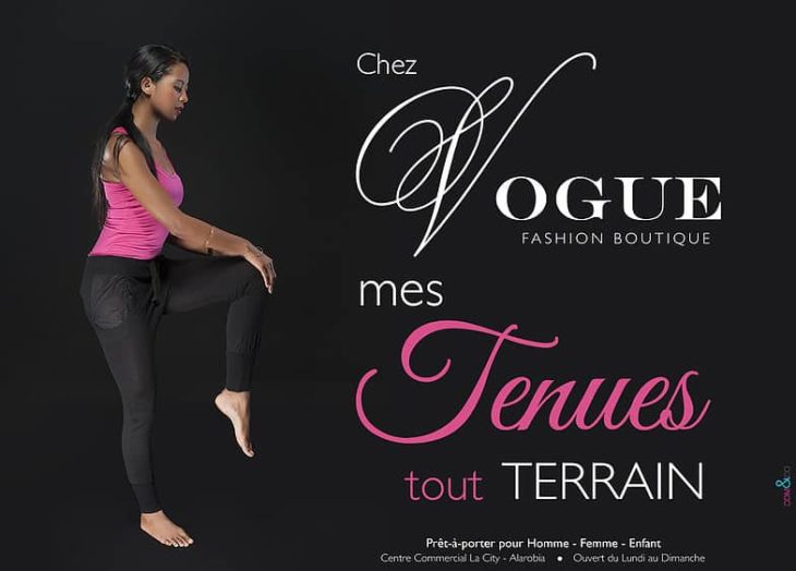 Visuel publicitaire pour le magasin Vogue Com&Co