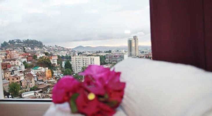 Vue sur Tana depuis les appartements d'Harisoa