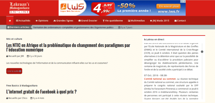 Tous les titres repris sur le site web de Lakroan'i Madagasikara