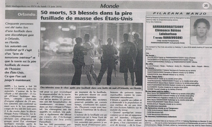 Page Monde, Midi Madagasikara