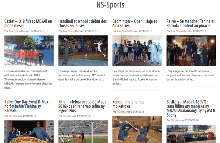 Rubrique Sports sur Newsmada